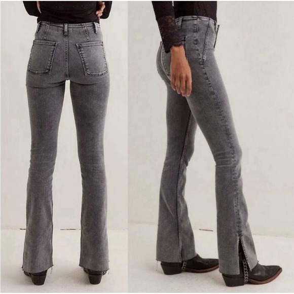 Free People Denim - Free People We The Free Level Up Slit Slim Flare Jeans Ridge Grey Size 29